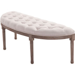 Panca Fondoletto Semicircolare Beige Stile Chesterfield,140,5x51x48cm - Homcom