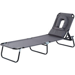 Outsunny - Lettino da giardino relax lettino cuscino poggiatesta pieghevole