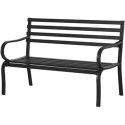Outsunny - Panchina da Esterno in Metallo Impermeabile Nero a due Posti