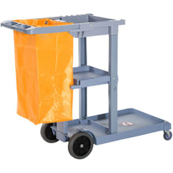 Homcom - Carrello Pulizie con 3 Ripiani, 4 Ruote e Sacco 100L, 121 x 50.5 x 96.5cm