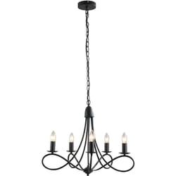 Homcom - Lampadario a Soffitto in Acciaio Intrecciato Nero con 5 Candelieri
