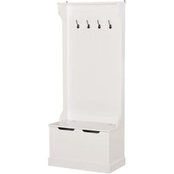 Homcom - Appendiabiti con Panca Contenitore in mdf, 71.5 x 39.5 x 170 cm, Bianco