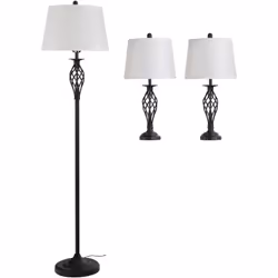 Descrizione: Crea la perfetta illuminazione di interni con il set di lampade HOMCOM. Composto da una lampada a piantana e due ...