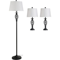 Homcom - Set 3 Pezzi 1 Lampada da Terra e 2 Lampade da Tavolo Design Vintage