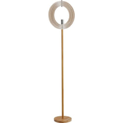Homcom - Lampada da Terra Paralume con Anelli Regolabili in Legno, Lampadine E27