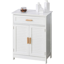 Mobiletto per Bagno in mdf Bianco Impermeabile con Cassetto Armadietto - Kleankin