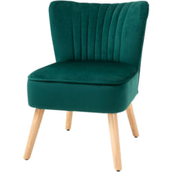 Homcom - Poltroncina Stile Nordico dal Design Ergonomico in Legno e Velluto Verde