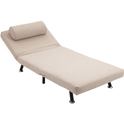 Homcom - Poltrona Letto Singolo con Cuscino e Schienale Regolabile 90-180° Beige