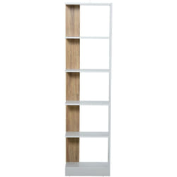 Scaffale Libreria a Parete in Legno Color Rovere e Bianco con 5 Ripiani - Homcom