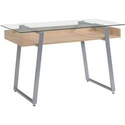 Scrivania da Computer di Design in Vetro Legno e Acciaio per Casa Ufficio - Homcom