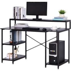 Homcom - Scrivania Computer per Ufficio con Ripiani Monitor e cpu Nera 140x60x93cm