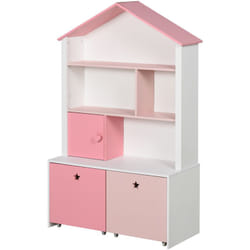 Scaffale Portagiochi Rosa per Cameretta Bimbi con 2 Cassetti Estraibili - Homcom