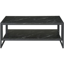 Tavolino da Caffè Nero Effetto Marmo con Ripiano Inferiore 106x50x45cm - Homcom