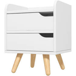Homcom - Comodino Salvaspazio Design Moderno in Legno Bianco con 2 Cassetti