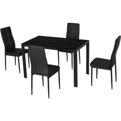 Homcom - Set 5 Pezzi con 1 Tavolo e 4 Sedie per Cucina o Sala da Pranzo Nero