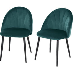 Set 2 Sedie per Sala da Pranzo Imbottite Design Nordico Velluto Verde - Homcom