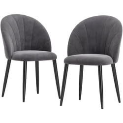 Set 2 Sedie per Sala da Pranzo Imbottite Design Nordico Velluto Grigio - Homcom