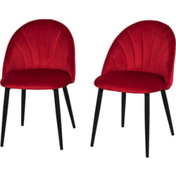 HOMCOM Set 2 Sedie per Sala da Pranzo Imbottite Design Nordico Velluto Rosso