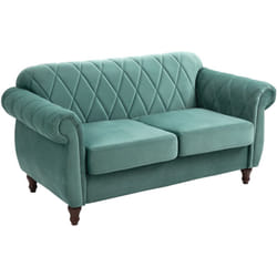 Divano 2 Posti in Legno e Velluto Verde, Design Vintage 148 x 72 x 76cm - Homcom