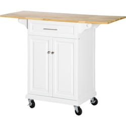 Homcom - Carrello da Cucina Espandibile in Legno Bianco con 4 Ruote