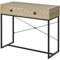 Tavolo Consolle Vintage in Legno e Metallo Nero con 2 Cassetti 90x35x76cm - Homcom
