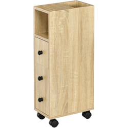 Kleankin - Armadietto da Bagno a colonna design compatto 4 ruote color rovere