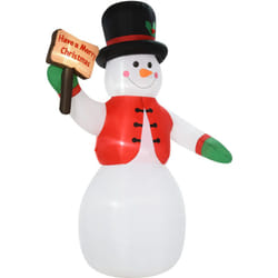 HOMCOM Pupazzo di Neve Gigante e Gonfiabile 242cm da Esterno con Luci a LED