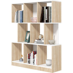 Libreria Moderna a 8 Ripiani in Truciolato 100x27x124 cm Rovere e Bianco - Homcom