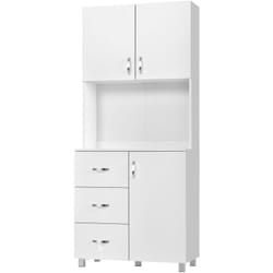 Credenza in Legno Bianco con 2 Armadietti 1 Ripiano Aperto e 3 Cassetti - Homcom