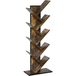 Libreria ad Albero in Legno con 10 Ripiani, Stile Industriale 50x28x142cm - Homcom