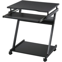 Homcom - Tavolo Scrivania Porta pc Piano Tastiera a Scomparsa e 4 Ruote Nero