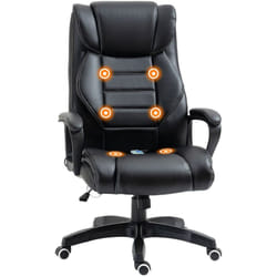Poltrona Ergonomica da Ufficio in Similpelle Nera a 6 Punti Vibranti - Vinsetto