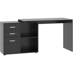 Scrivania ad Angolo con Cassettiera, per Ufficio e Casa, Forma a l, Nero - Homcom