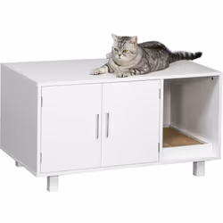 Descrizione: Il mobiletto per lettiera di PawHut offre al tuo gatto uno spazio privato e confortevole per i suoi bisogni. Può ...