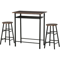Homcom - Set Tavolo Alto 2 Sgabelli per Cucina Sala Bar, Poggiapiedi e Mensola