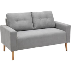 Divano 2 Posti Compatto Stile Nordico, Schienale Trapuntato, Grigio - Homcom