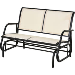 Outsunny - Dondolo da Giardino a 2 Posti in Metallo e Tessuto Beige
