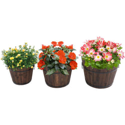 Outsunny Set di 3 Vasi Secchielli per Piante Fiori in Legno