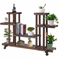Descrizione: Metti in mostra le tue piante con questo scaffale porta piante in legno Outsunny! Il design a 4 livelli offre am ...