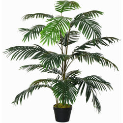 Outsunny - Palma Artificiale in Plastica con 20 Foglie e Vaso Altezza 140cm