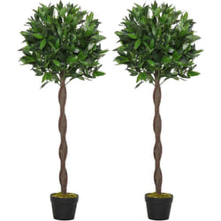 Outsunny Set 2 Piante Finte di Alloro in Vaso Alte 120cm per Interni