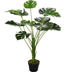 Outsunny Monstera Artificiale Alta 85cm 13 Foglie e Vaso per Interno ed Esterno