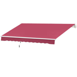 Outsunny - Tenda da Sole 4x2.5m per Esterno Avvolgibile a Manovella, Rosso Scuro