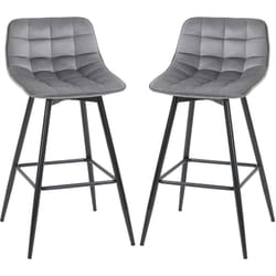 Set 2 Sedie Imbottite Sgabelli da Bar Stile Nordico Velluto Grigio - Homcom