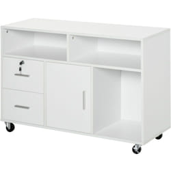 Homcom - Mobile Porta Stampante Multiuso Cassetti con Serratura Bianco