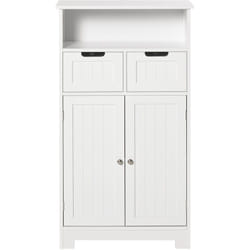 Mobile Bagno Multiuso con Mensola Armadietto 2 Ante e 2 Cassetti Bianco - Kleankin