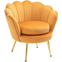 Poltroncina da Camera in Velluto Giallo Poltrona Vintage di Design - Homcom