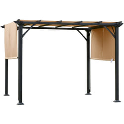 Outsunny - Pergola Gazebo da Giardino con Tende Regolabili 3x3m