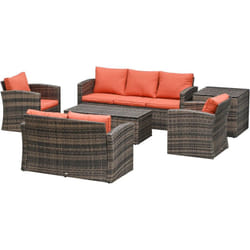 Outsunny - Mobili da Giardino 6 Pezzi in Rattan Divani Poltrone Tavoli