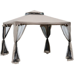 Outsunny - Gazebo da Esterno 3x3m con Zanzariera in Metallo Poliestere